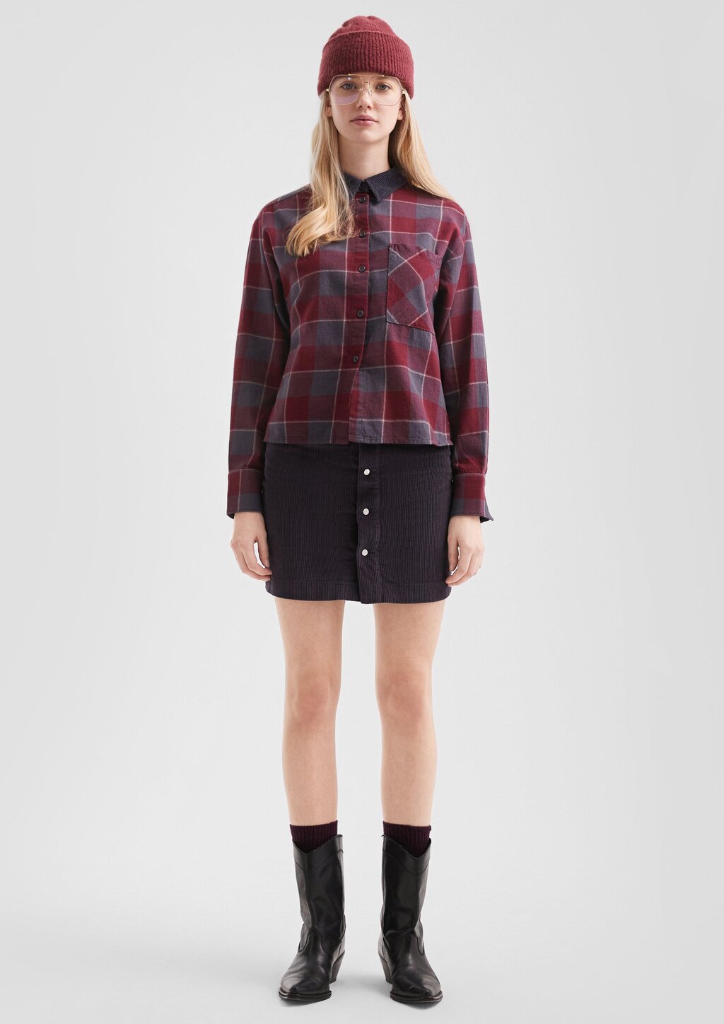 Cord-Minirock mit Knopfleiste