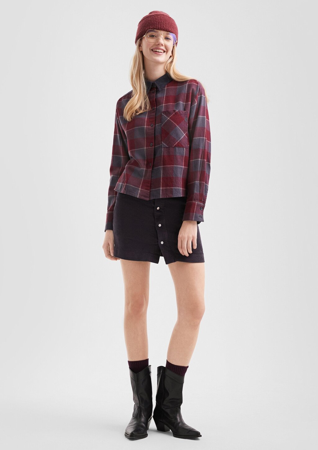 Cord-Minirock mit Knopfleiste