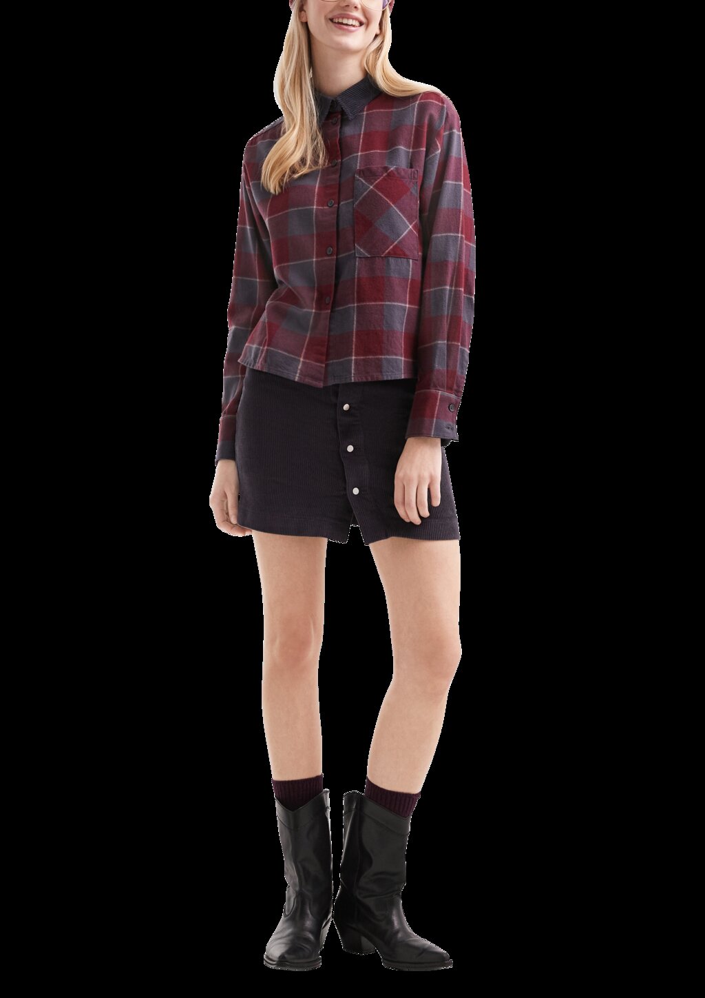 Cord-Minirock mit Knopfleiste