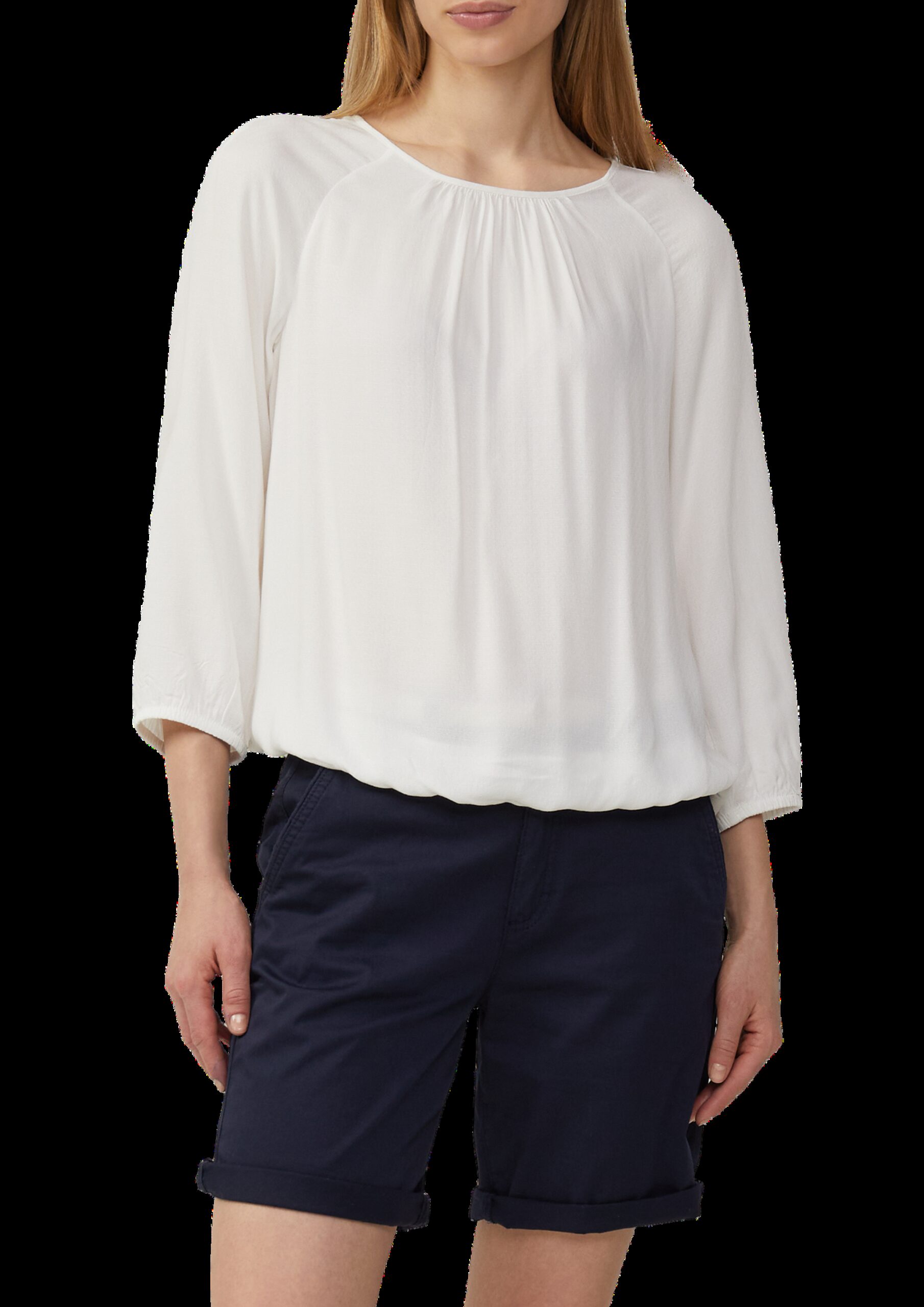 Strukturierte Viskose-Bluse mit Raff-Details