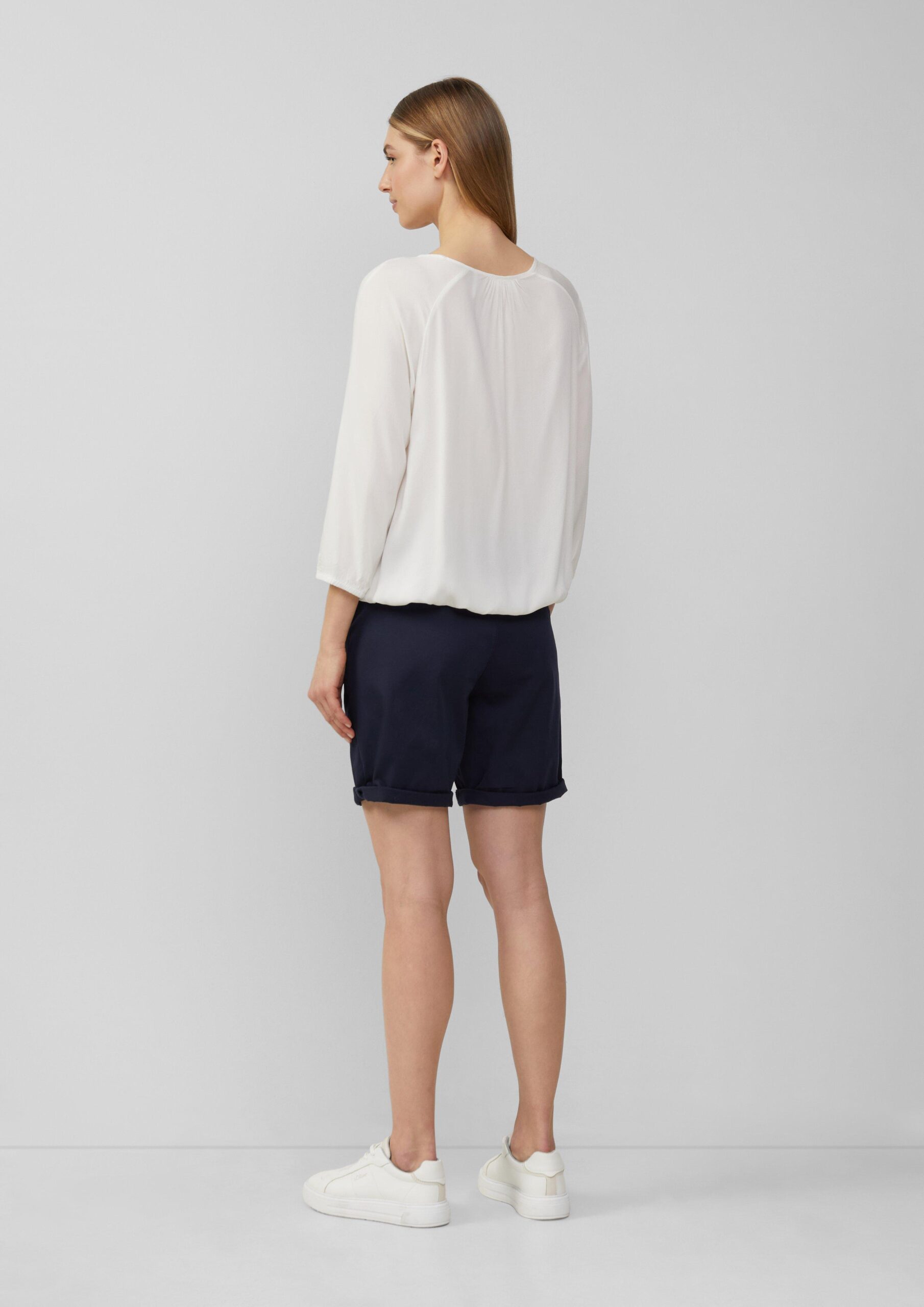 Strukturierte Viskose-Bluse mit Raff-Details