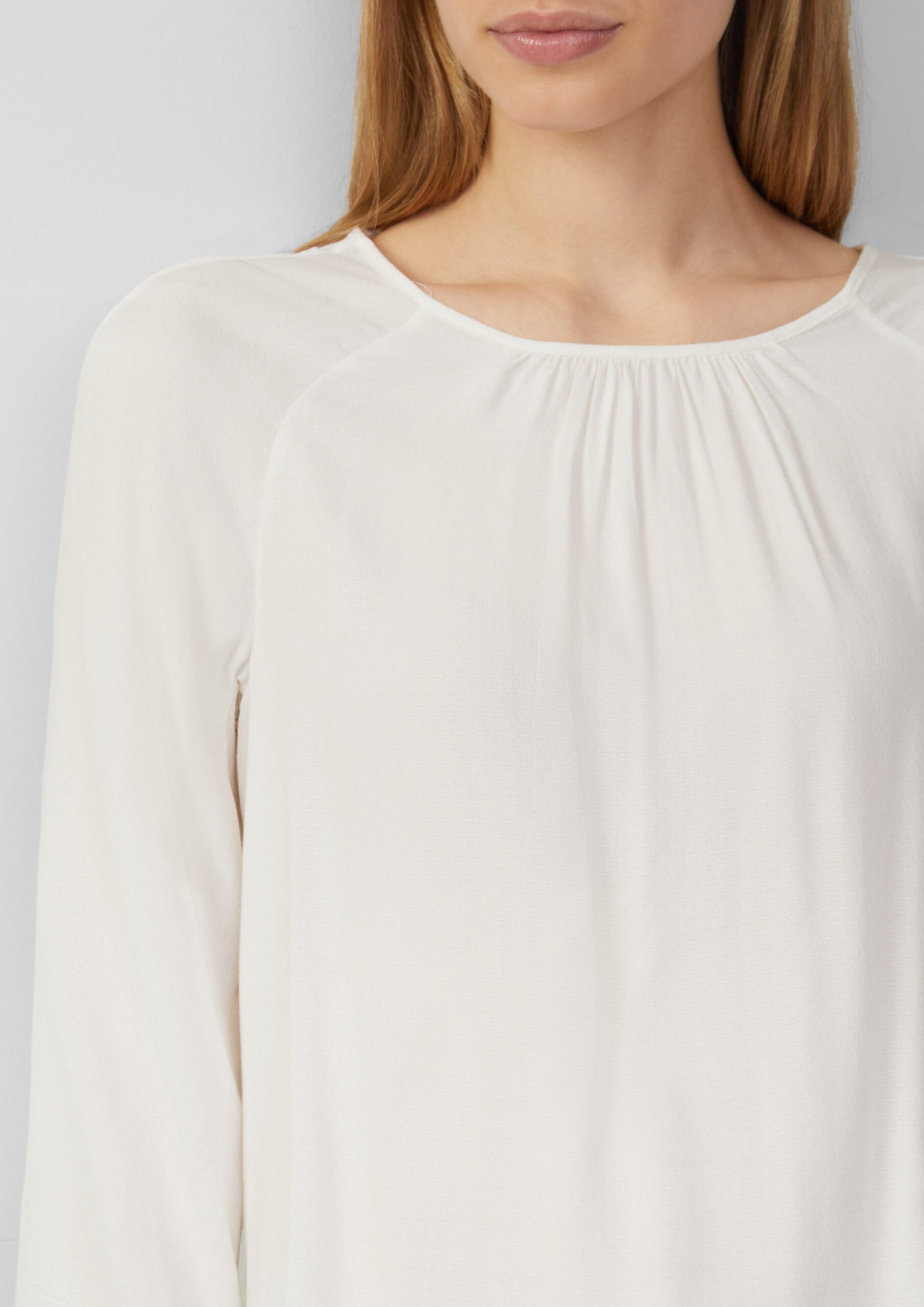 Strukturierte Viskose-Bluse mit Raff-Details