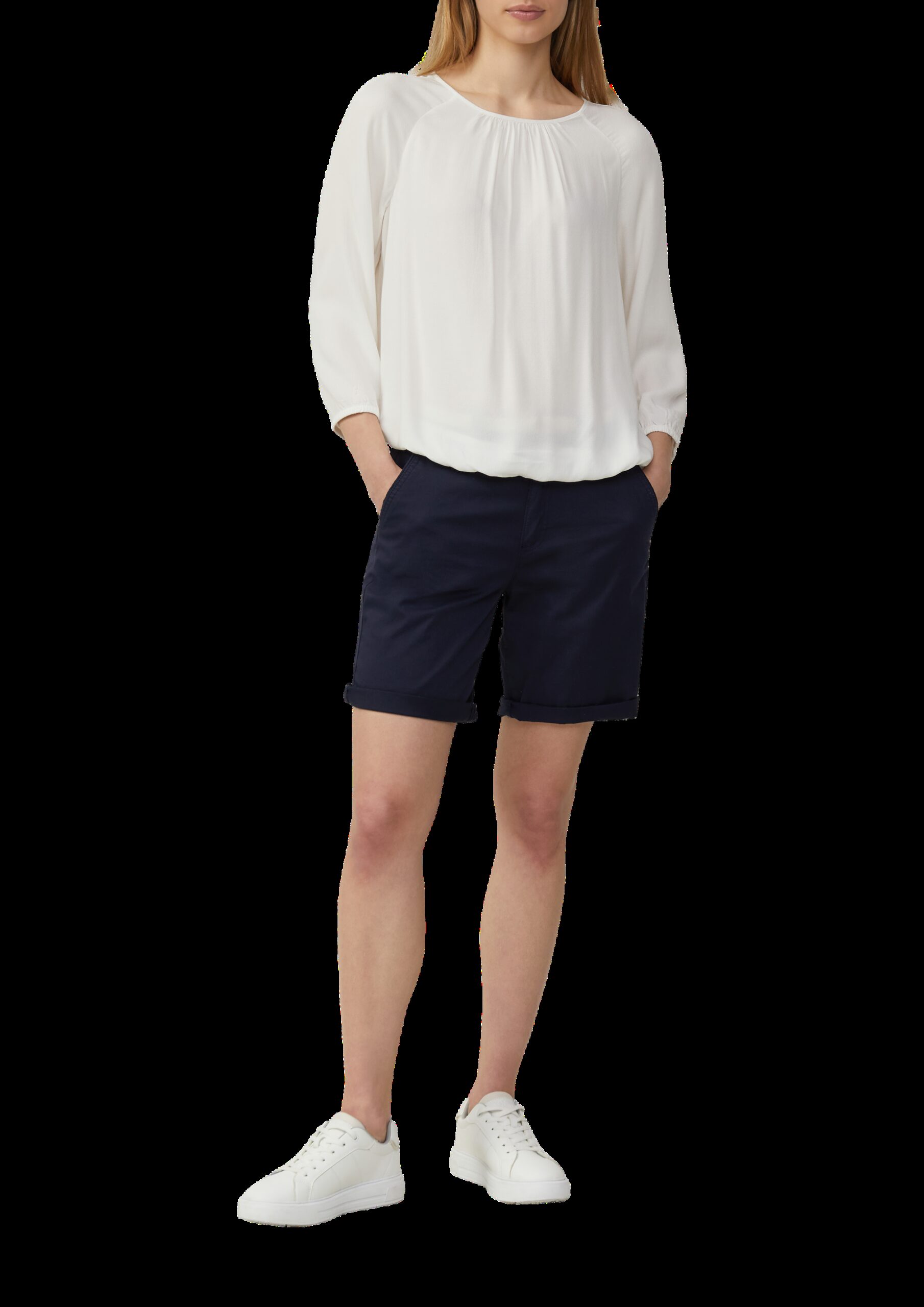 Strukturierte Viskose-Bluse mit Raff-Details