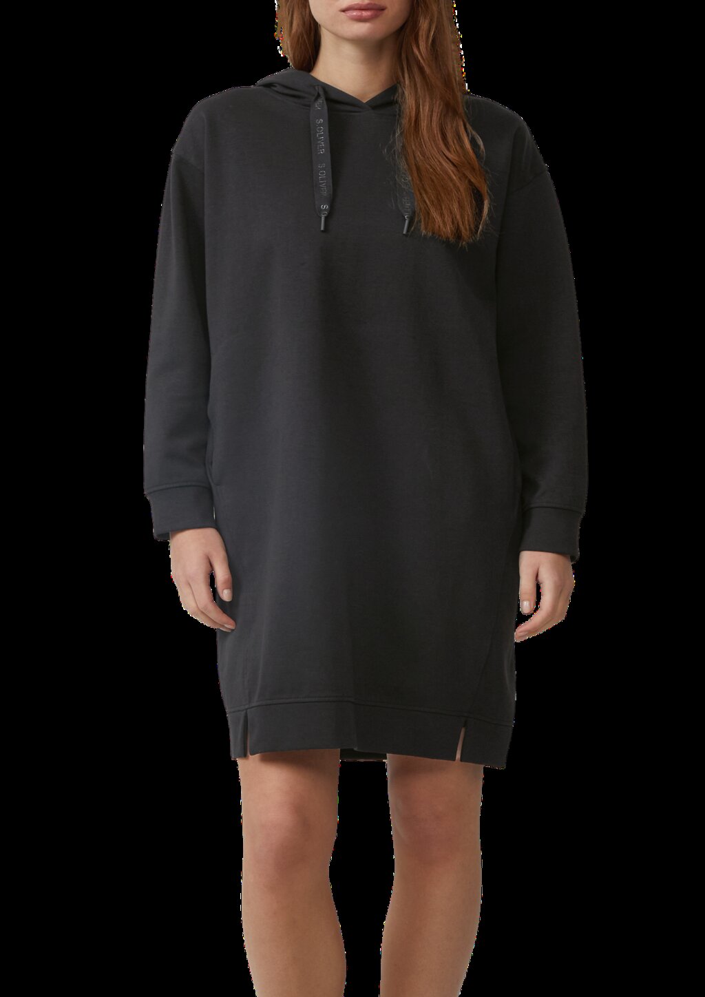 Sweatkleid mit seitlichen Eingrifftaschen und Kapuze