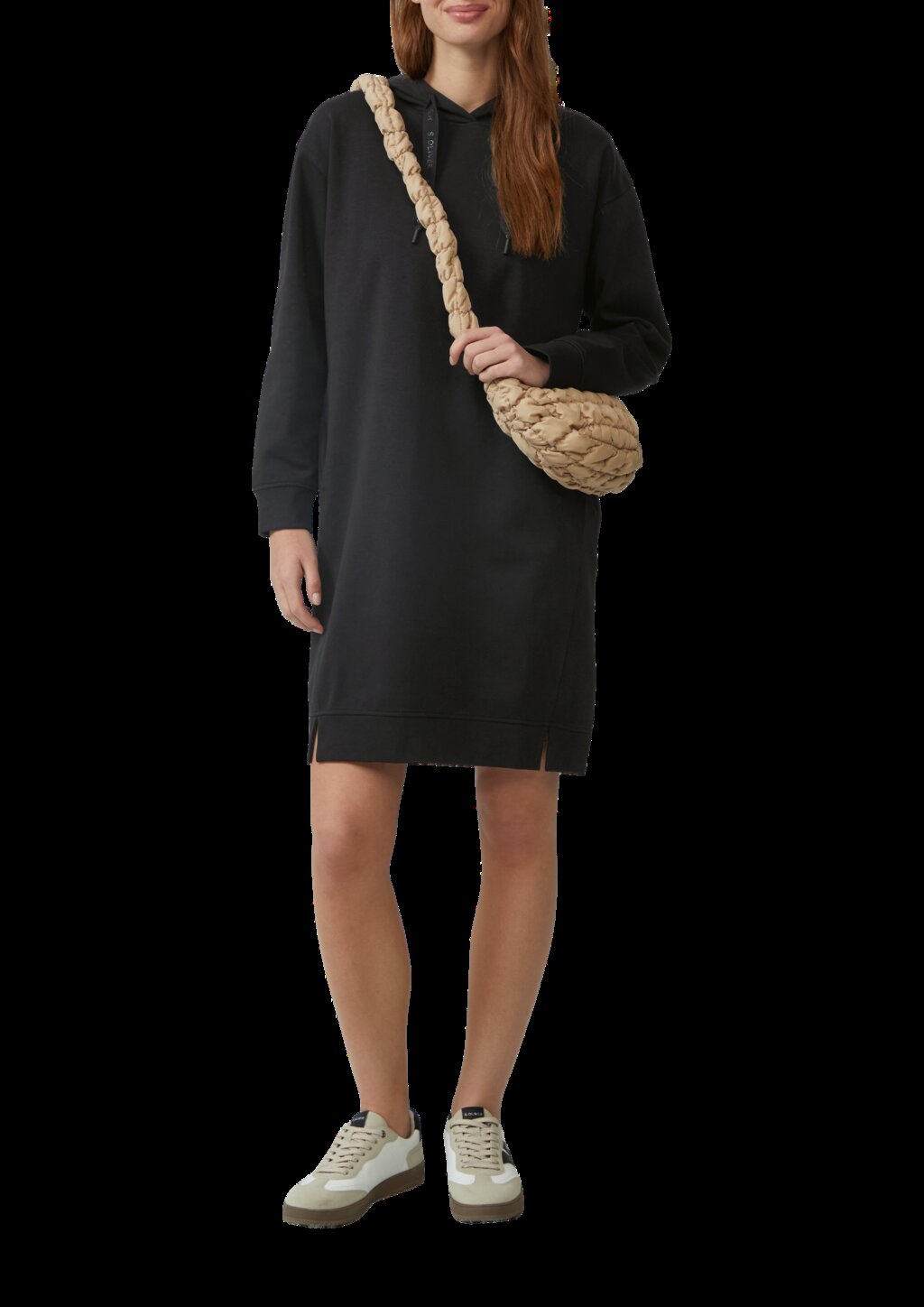 Sweatkleid mit seitlichen Eingrifftaschen und Kapuze