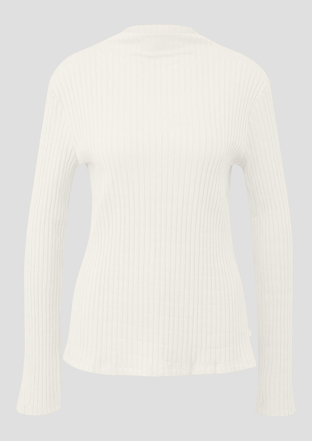 Geripptes Langarmshirt mit Stehkragen