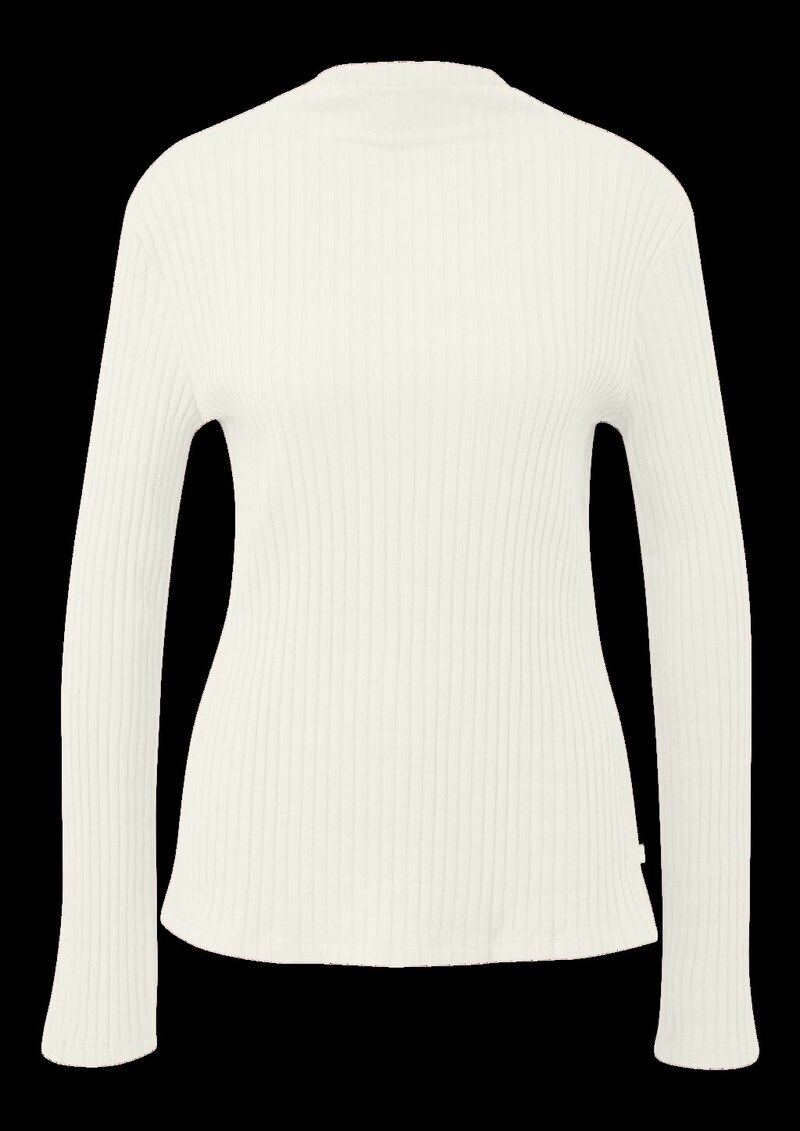 Geripptes Langarmshirt mit Stehkragen