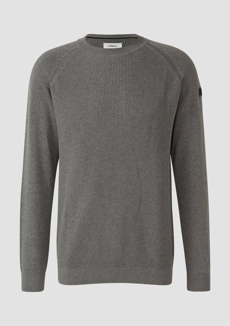 Baumwollpullover mit Raglanärmeln und Logo-Patch