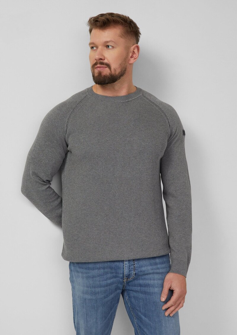 Baumwollpullover mit Raglanärmeln und Logo-Patch