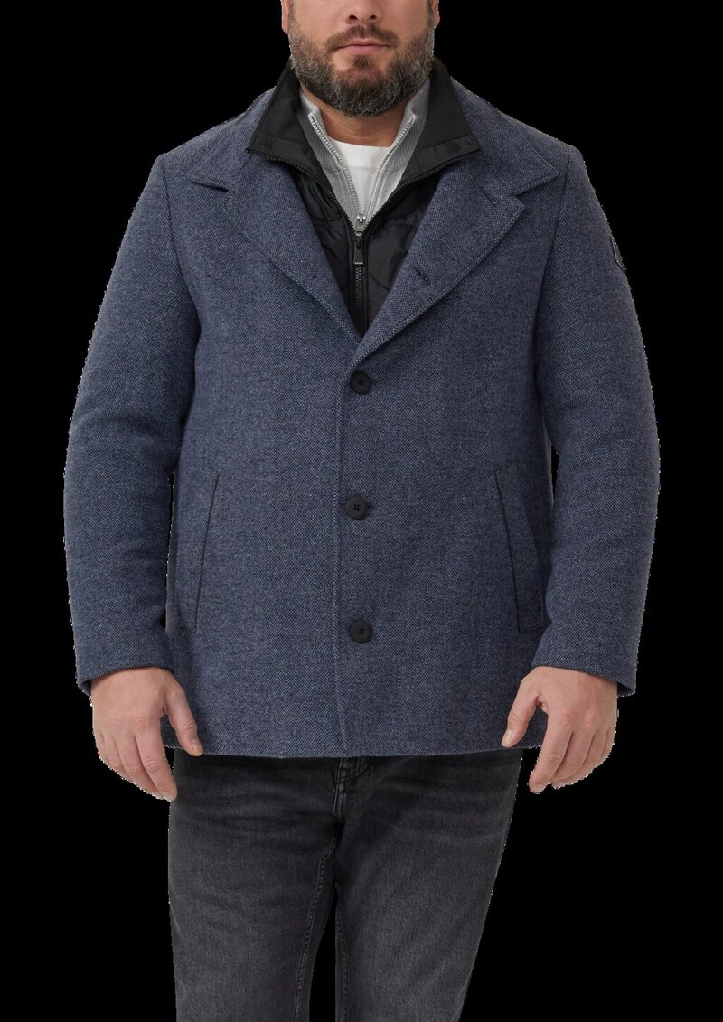 Strukturierter Mantel mit Wolle und fixiertem Insert