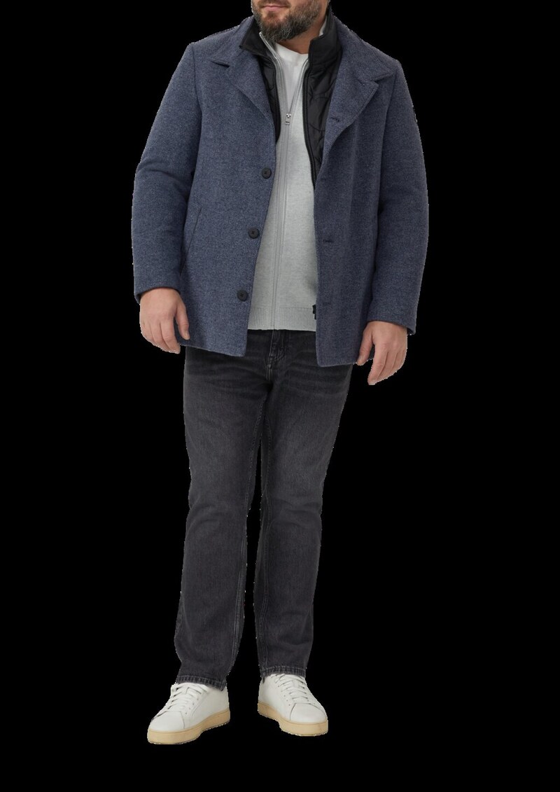 Strukturierter Mantel mit Wolle und fixiertem Insert