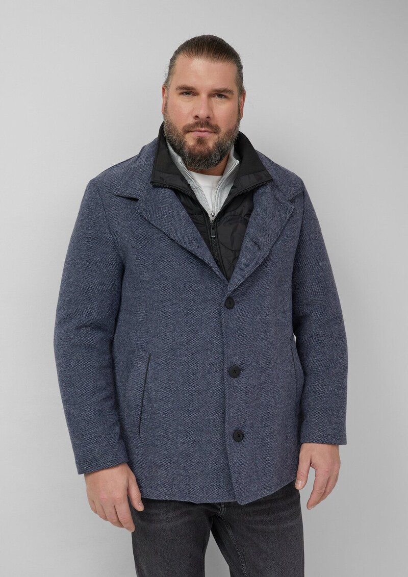 Strukturierter Mantel mit Wolle und fixiertem Insert