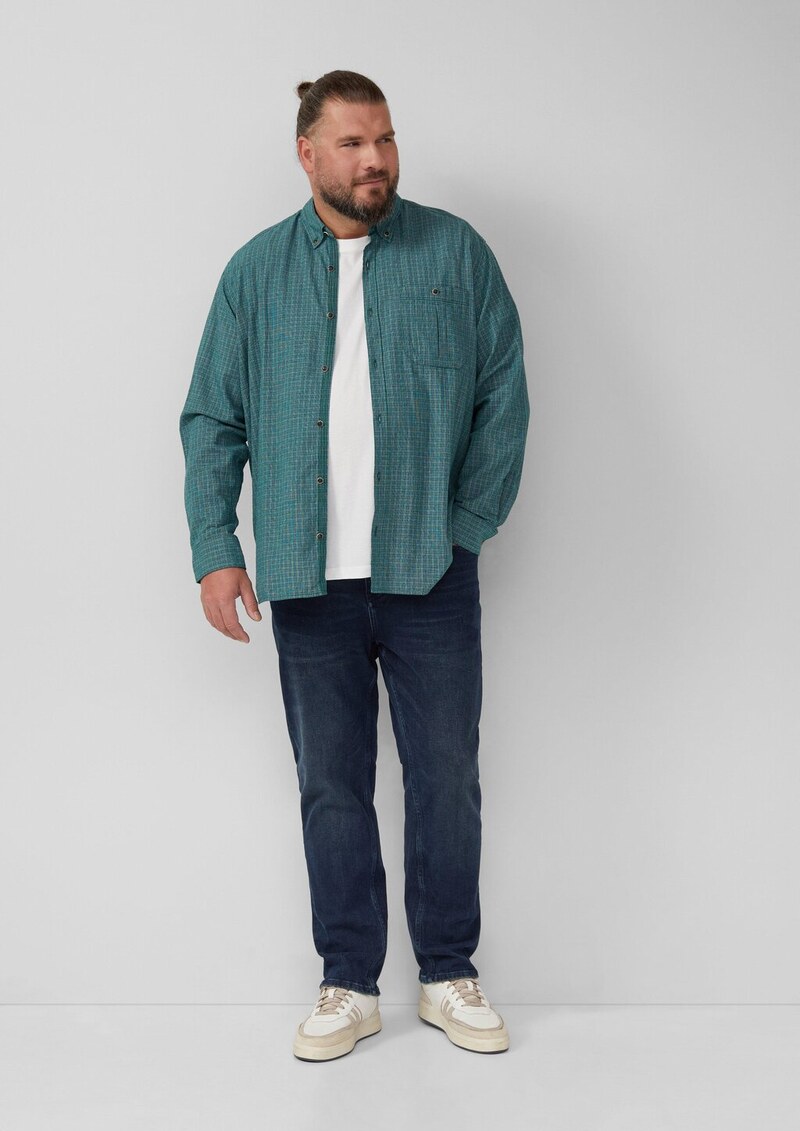 Regular Fit: Gewaschenes Hemd mit Karomuster