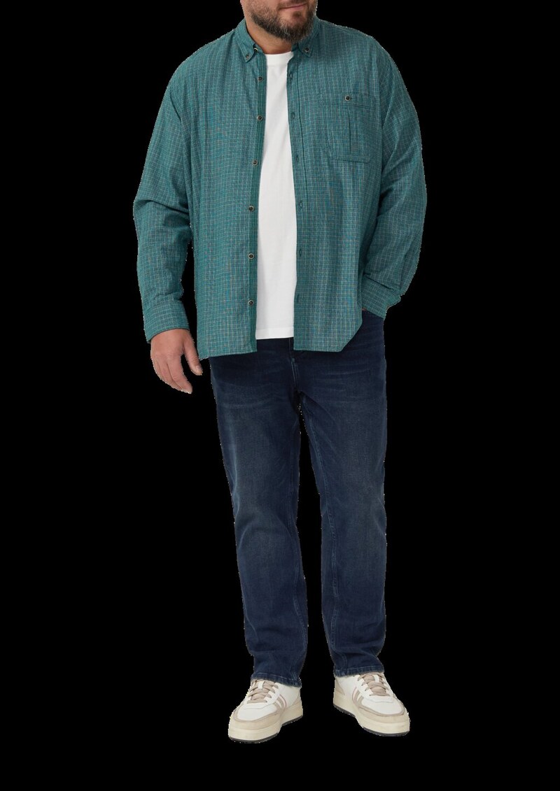 Regular Fit: Gewaschenes Hemd mit Karomuster