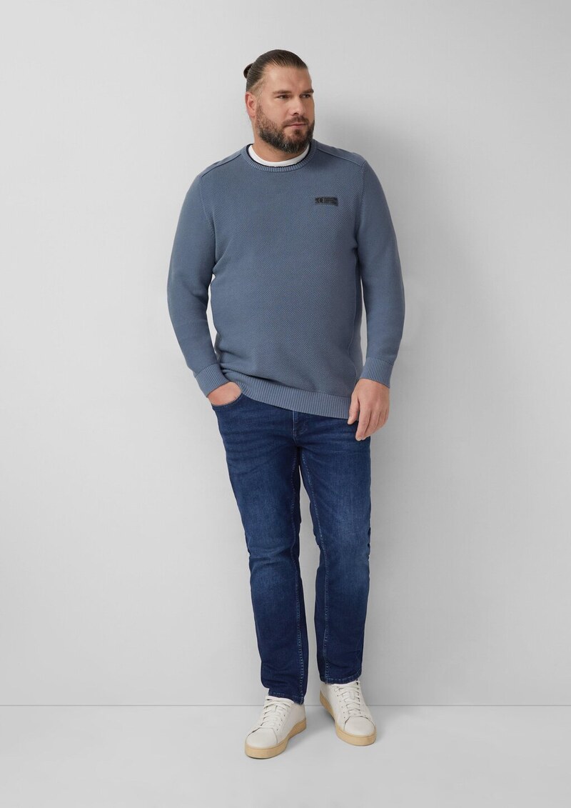 Strickpullover aus Baumwolle mit Struktur