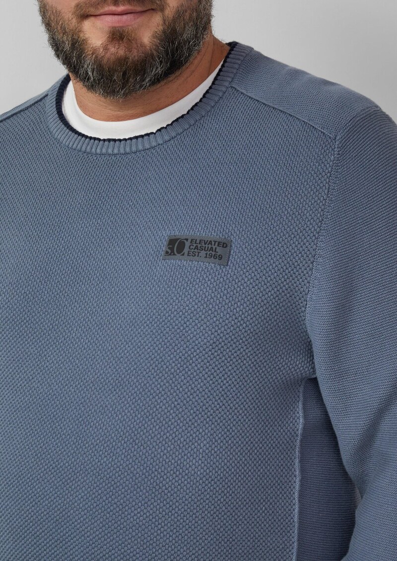 Strickpullover aus Baumwolle mit Struktur