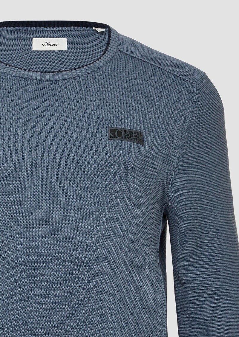 Strickpullover aus Baumwolle mit Struktur