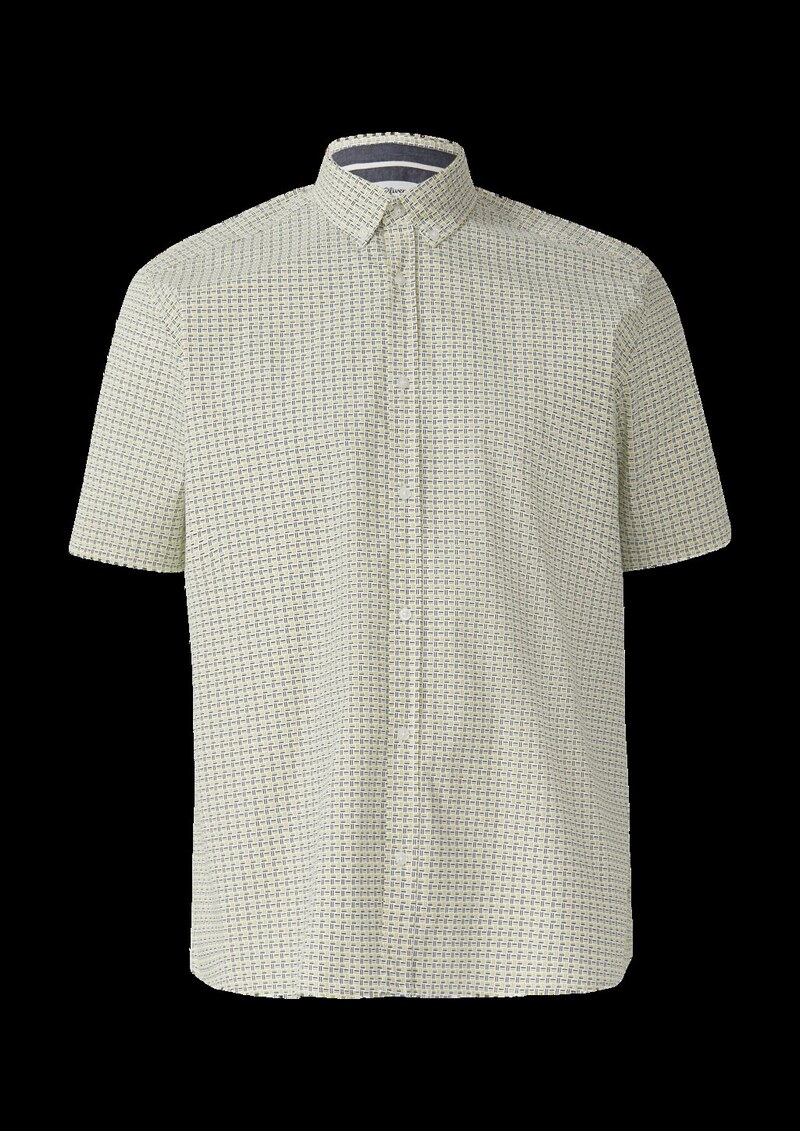 Regular Fit: Gemustertes Kurzarmhemd aus Baumwolle mit Button-Down-Kragen