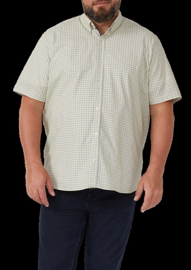 Regular Fit: Gemustertes Kurzarmhemd aus Baumwolle mit Button-Down-Kragen