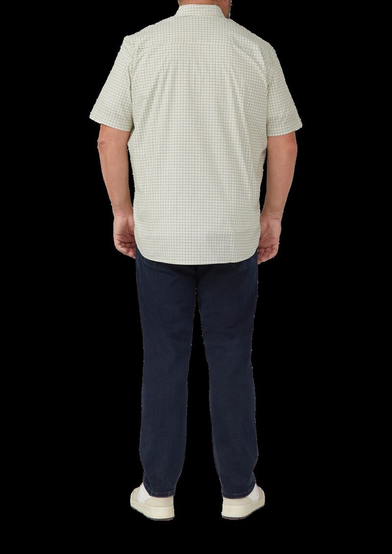 Regular Fit: Gemustertes Kurzarmhemd aus Baumwolle mit Button-Down-Kragen