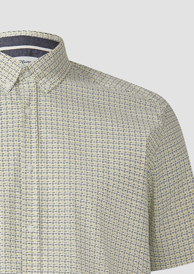 Regular Fit: Gemustertes Kurzarmhemd aus Baumwolle mit Button-Down-Kragen