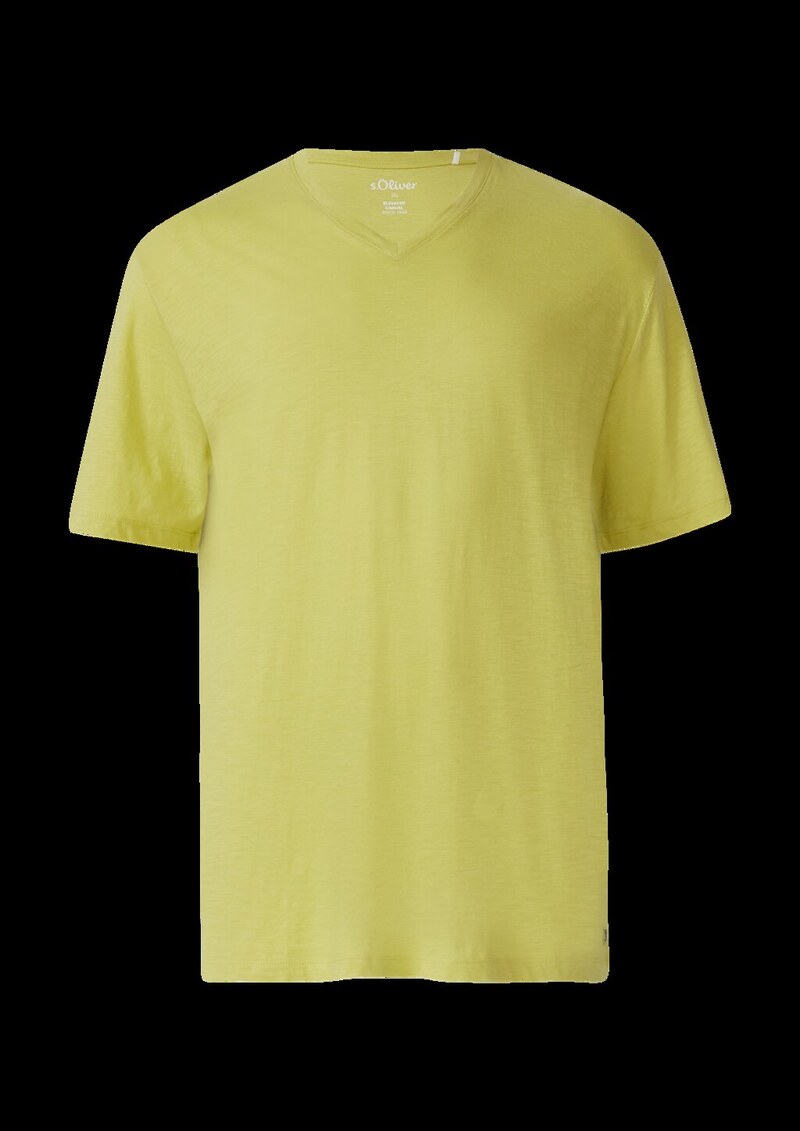 T-Shirt mit Label-Patch und V-Ausschnitt