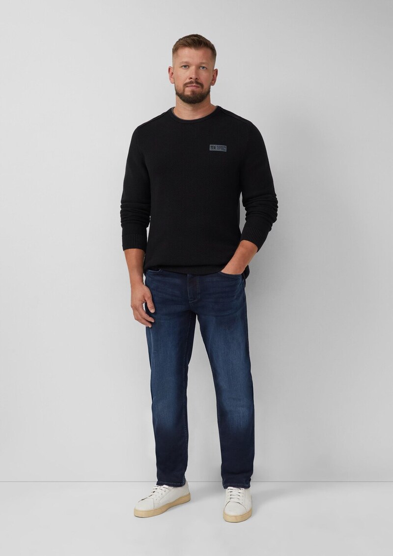 Strickpullover aus Baumwolle mit Struktur