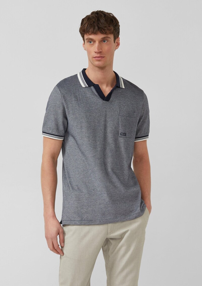 Piqué-Poloshirt in Bi-color-Optik mit Brusttasche