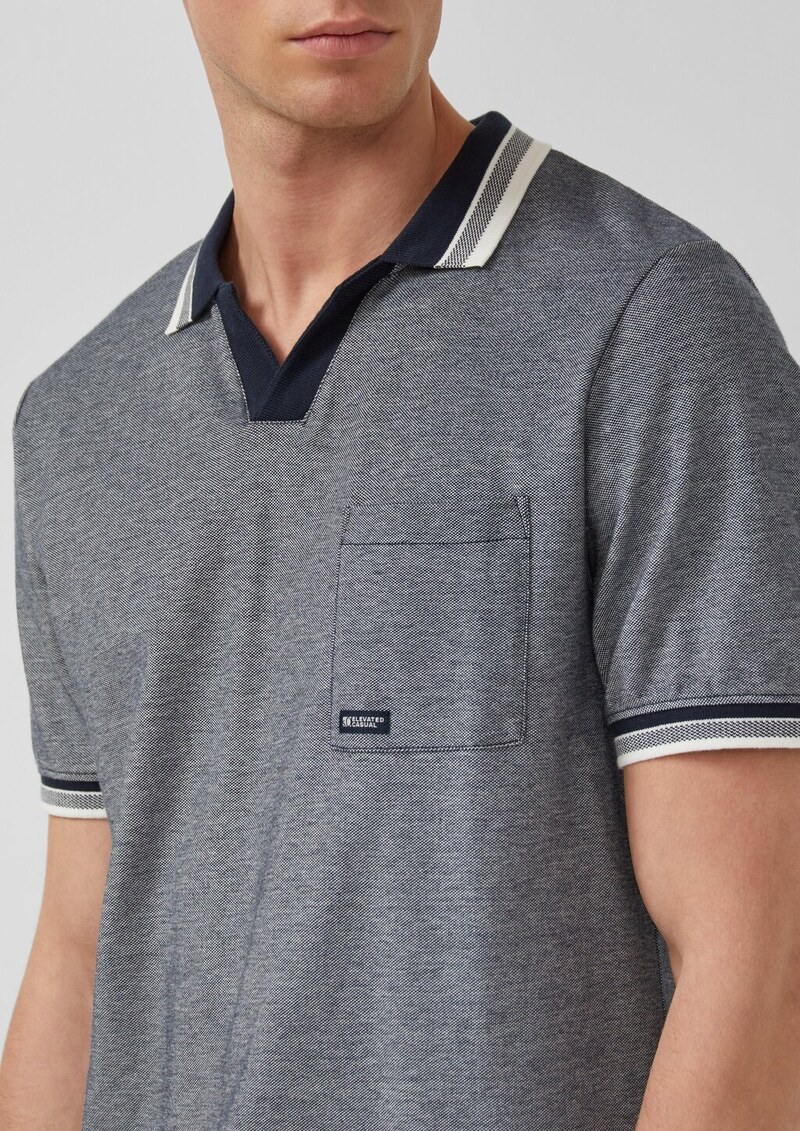 Piqué-Poloshirt in Bi-color-Optik mit Brusttasche