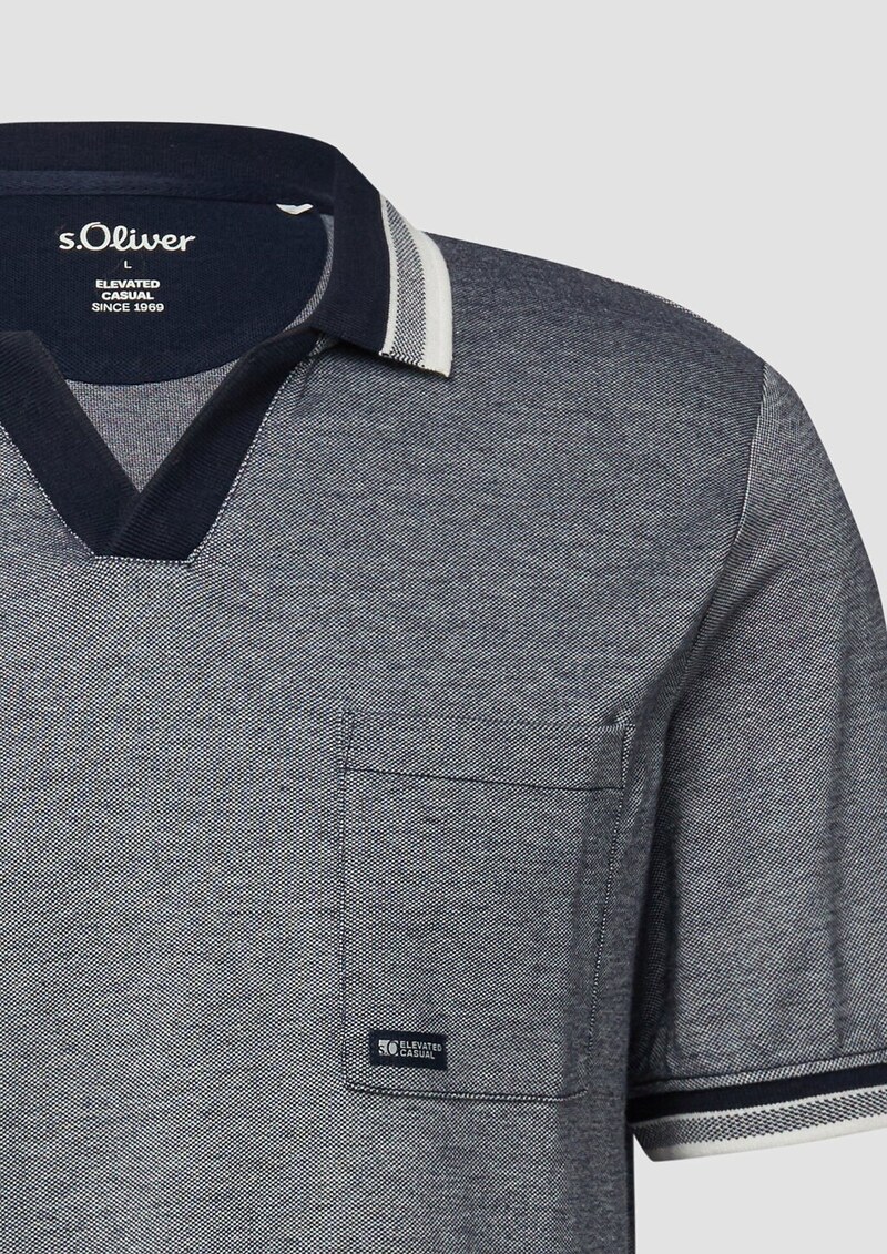 Piqué-Poloshirt in Bi-color-Optik mit Brusttasche