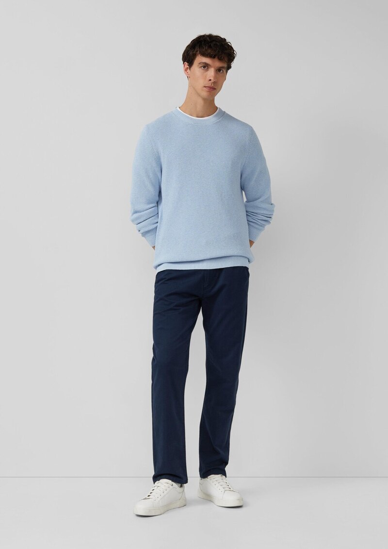 Strickpullover mit Crew Neck und Strukturmuster