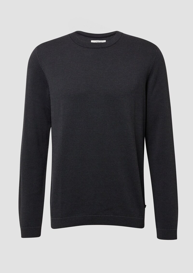 Fein gestreifter Pullover mit Crew Neck und abgesetzten Bündchen