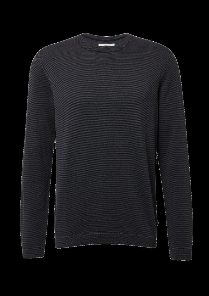 Fein gestreifter Pullover mit Crew Neck und abgesetzten Bündchen
