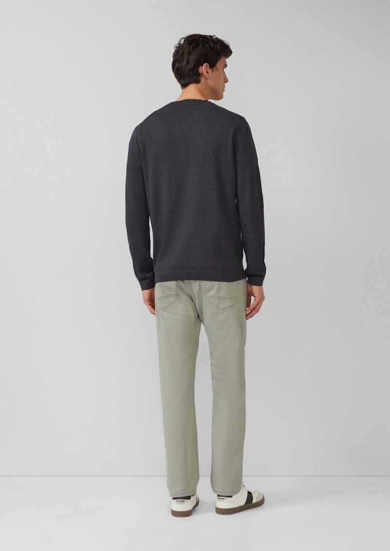 Fein gestreifter Pullover mit Crew Neck und abgesetzten Bündchen