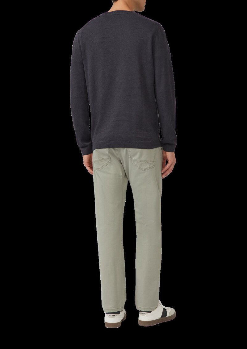 Fein gestreifter Pullover mit Crew Neck und abgesetzten Bündchen