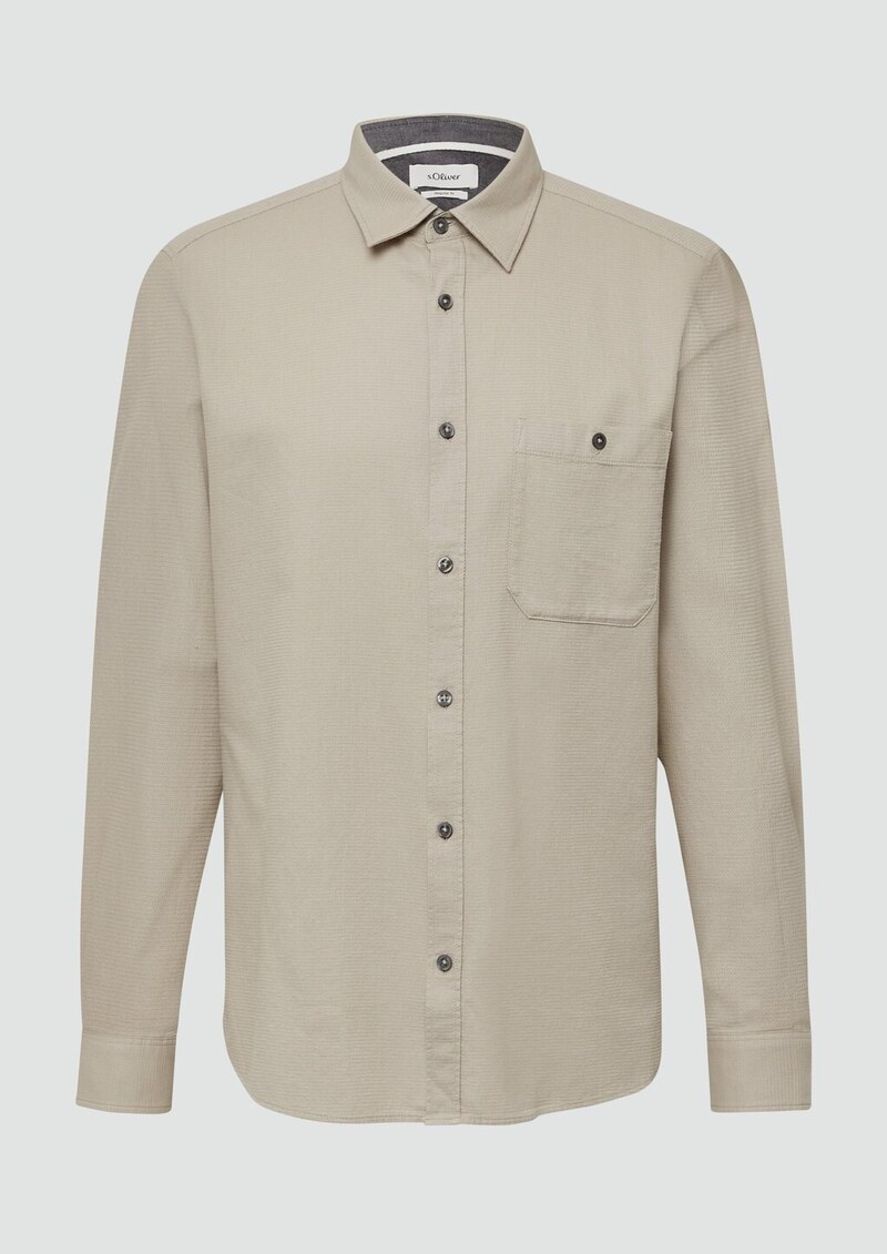 Regular Fit: Strukturiertes Baumwollhemd mit Brusttasche