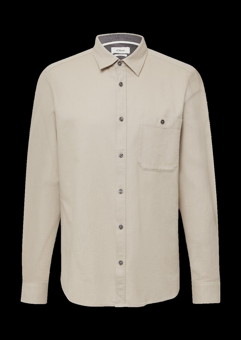 Regular Fit: Strukturiertes Baumwollhemd mit Brusttasche
