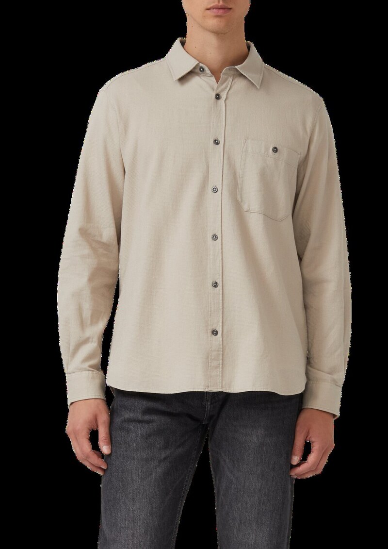 Regular Fit: Strukturiertes Baumwollhemd mit Brusttasche