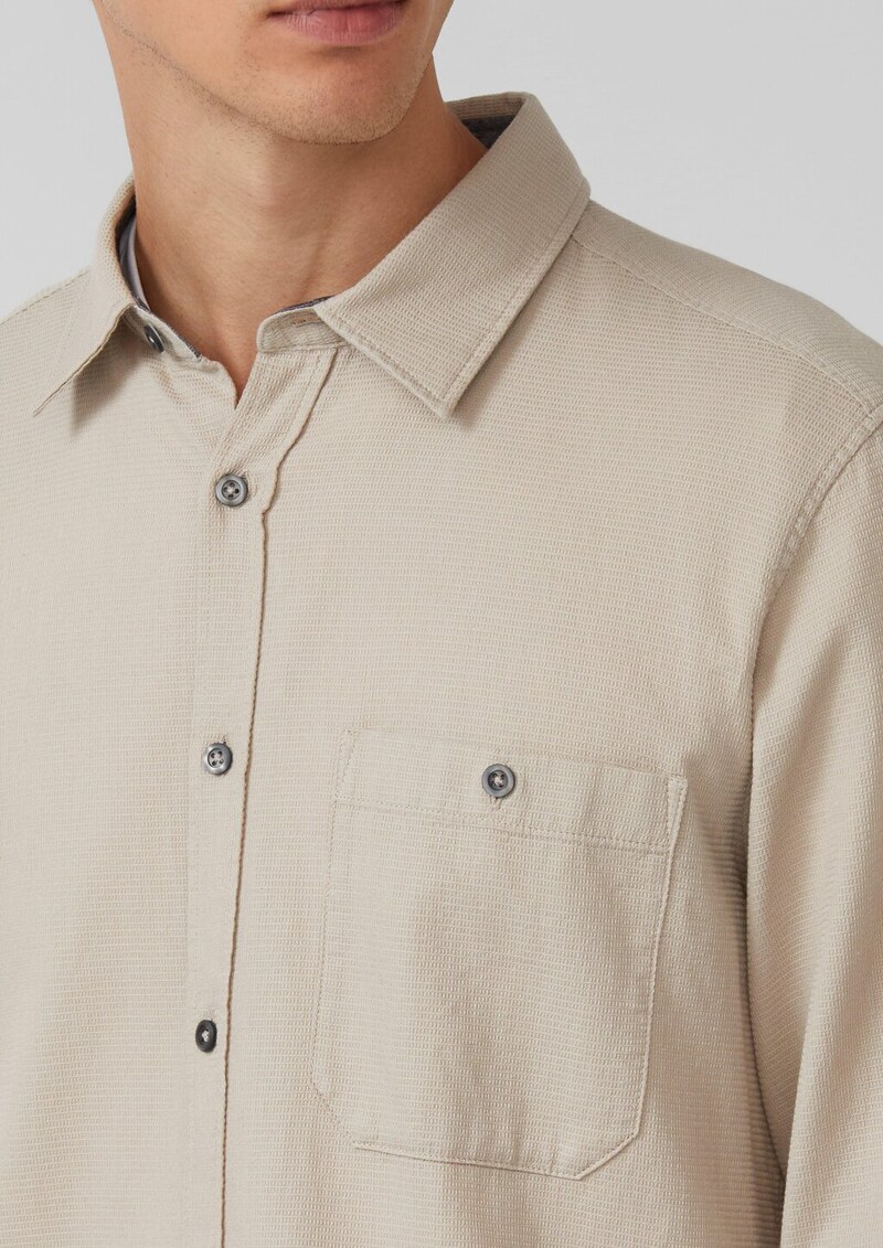 Regular Fit: Strukturiertes Baumwollhemd mit Brusttasche