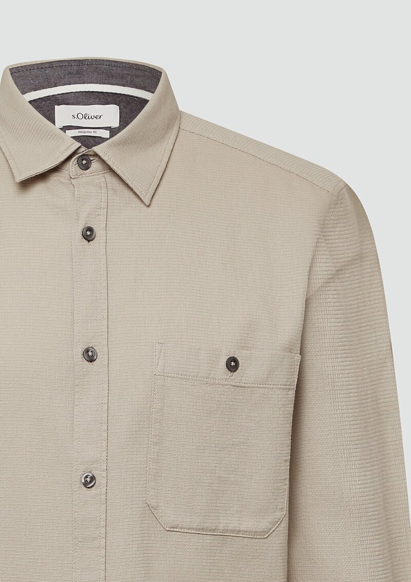 Regular Fit: Strukturiertes Baumwollhemd mit Brusttasche