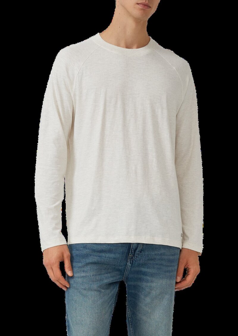 Meliertes Longsleeve aus reiner Baumwolle mit Raglanarm