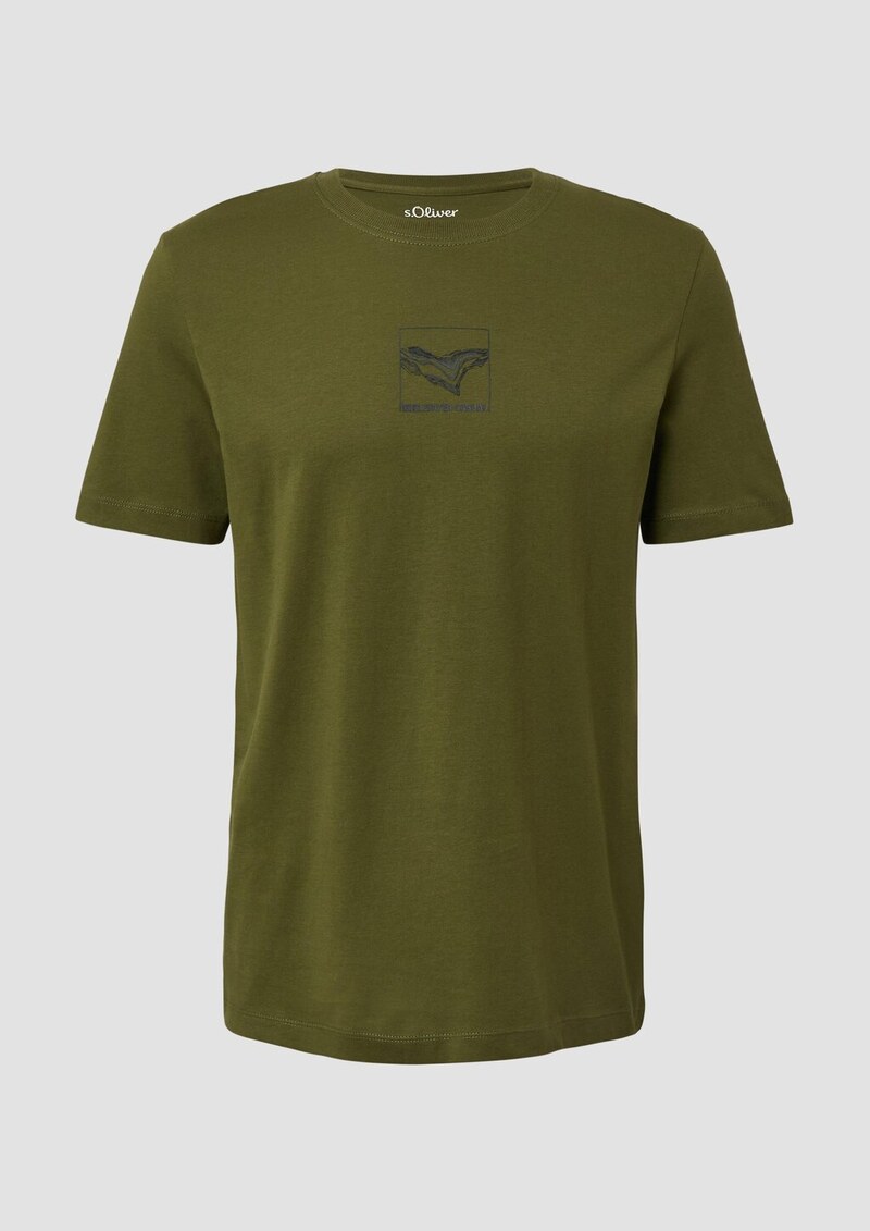 Baumwoll-T-Shirt mit Crew Neck und Front-Print