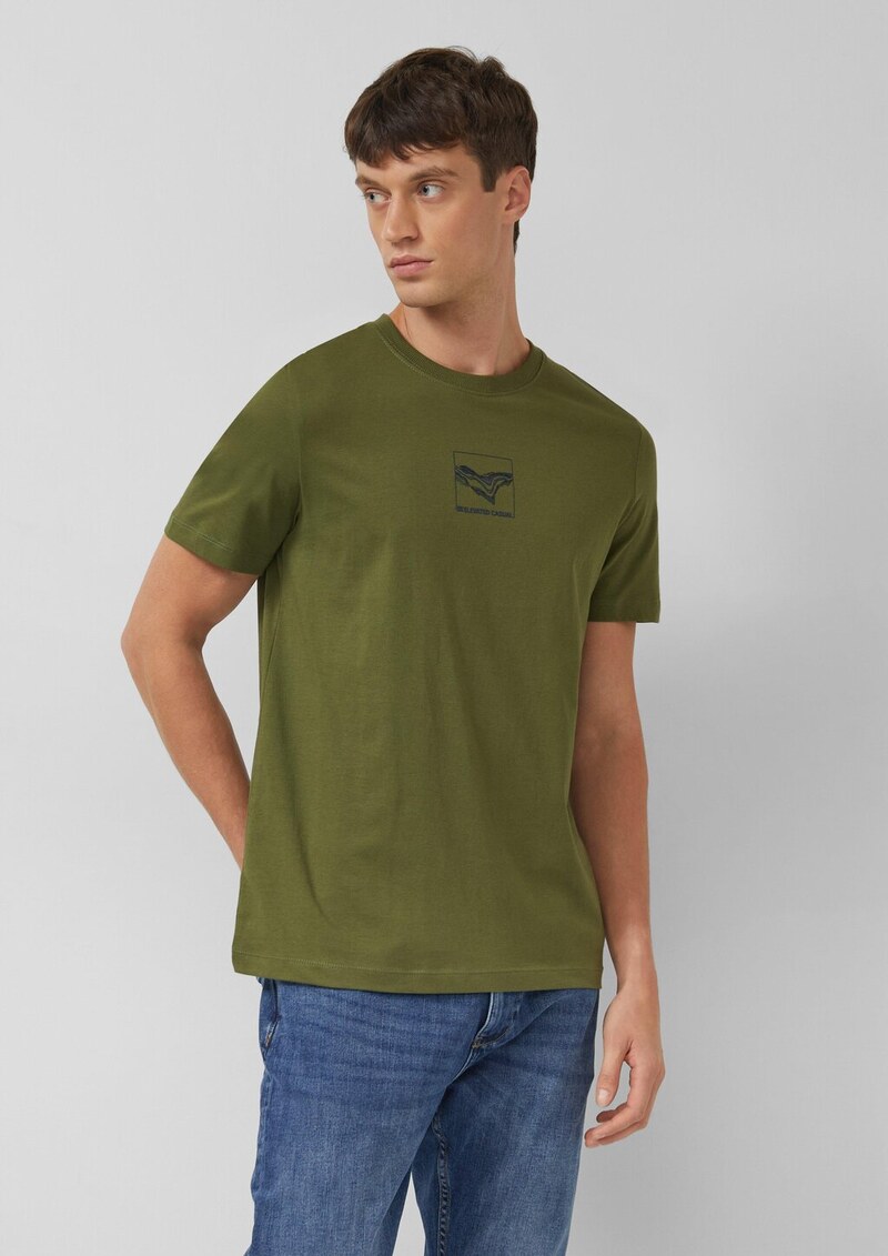 Baumwoll-T-Shirt mit Crew Neck und Front-Print