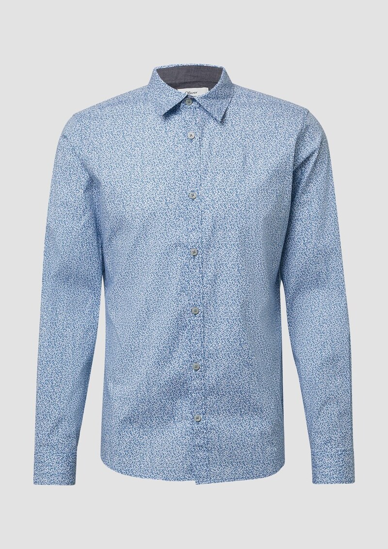 Slim Fit: Hemd aus Baumwollstretch mit All-over-Print