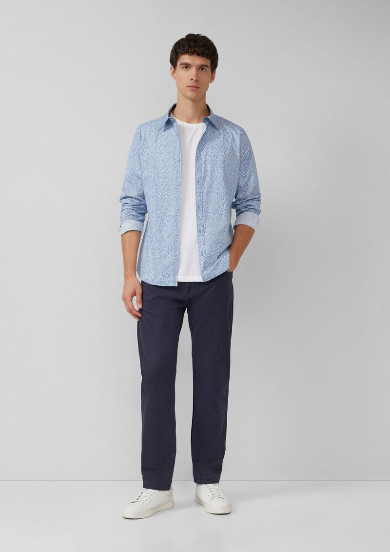 Slim Fit: Hemd aus Baumwollstretch mit All-over-Print