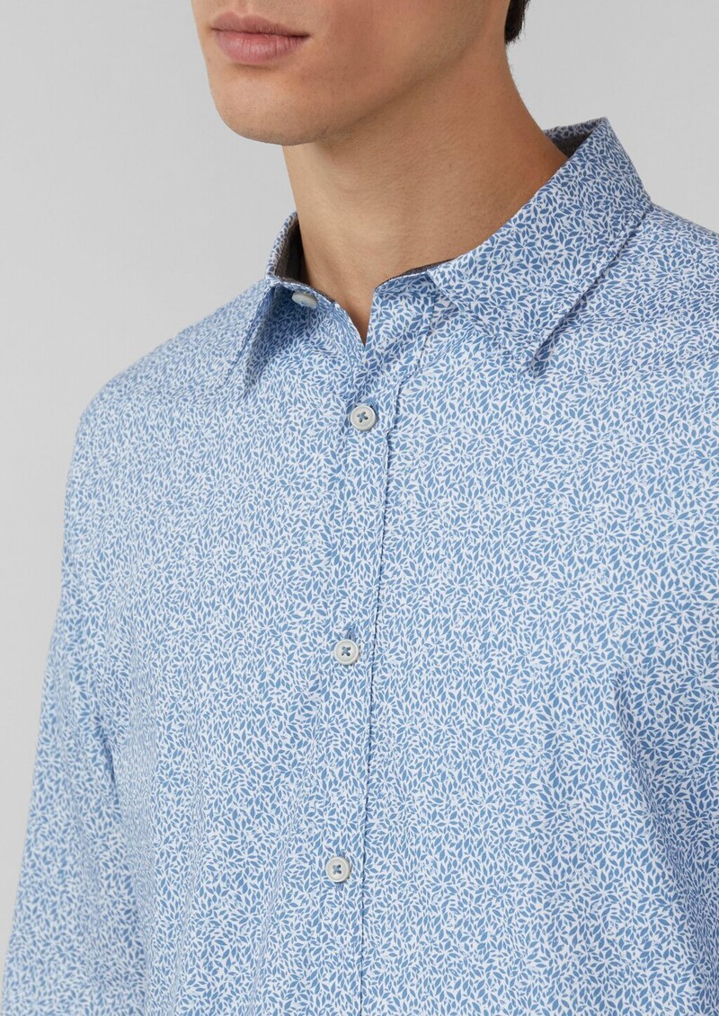 Slim Fit: Hemd aus Baumwollstretch mit All-over-Print