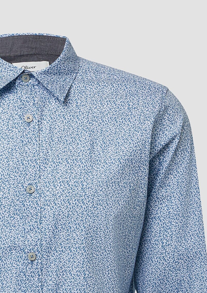Slim Fit: Hemd aus Baumwollstretch mit All-over-Print