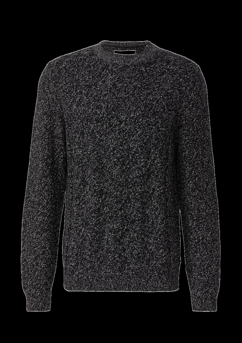 Melierter Baumwoll-Strickpullover mit Zopfmuster