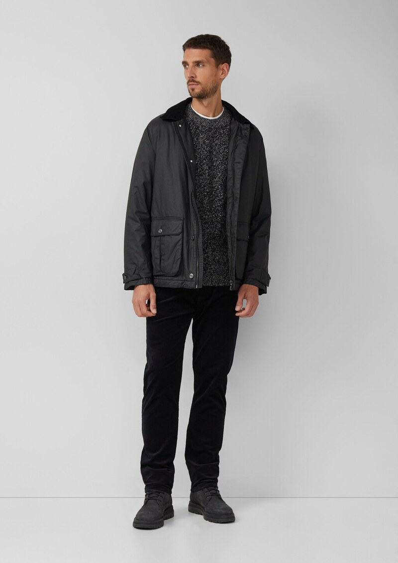 Melierter Baumwoll-Strickpullover mit Zopfmuster