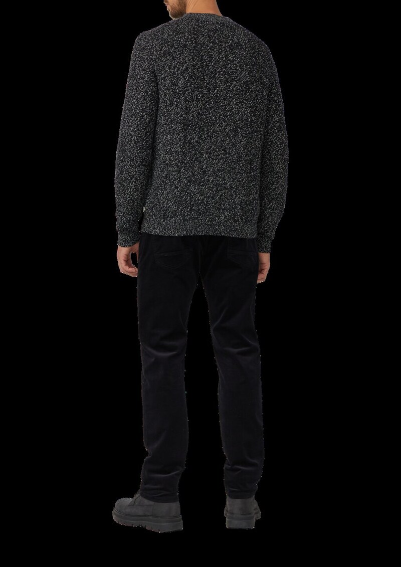 Melierter Baumwoll-Strickpullover mit Zopfmuster